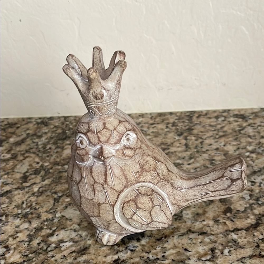 Resin Bird Figurine with Crown